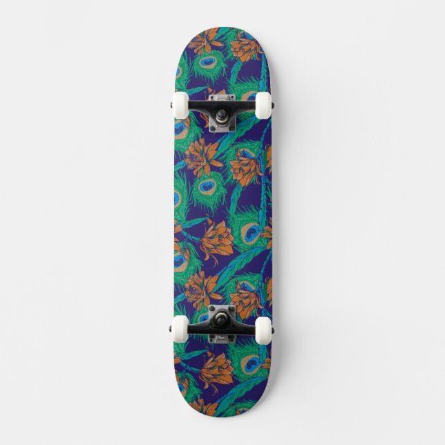Skateboard Flores y plumas (Anverso)