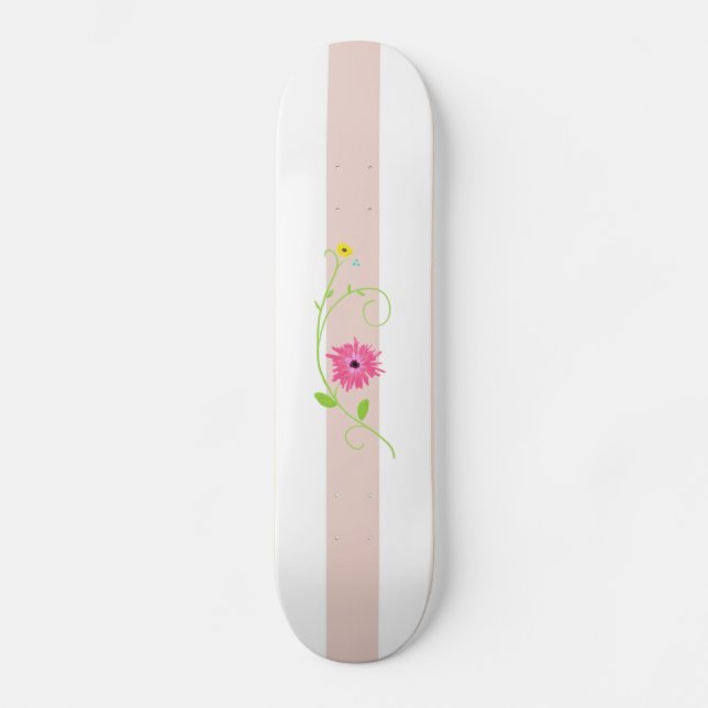 Skateboard Flores Y Rayas Rosa Girona (Anverso)