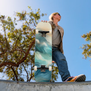 Skateboard Flujo Áureo de Olas Abstractas