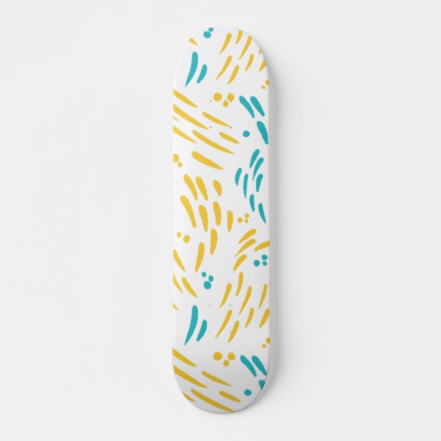 Skateboard Flujo en azul turquesa y amarillo (Anverso )