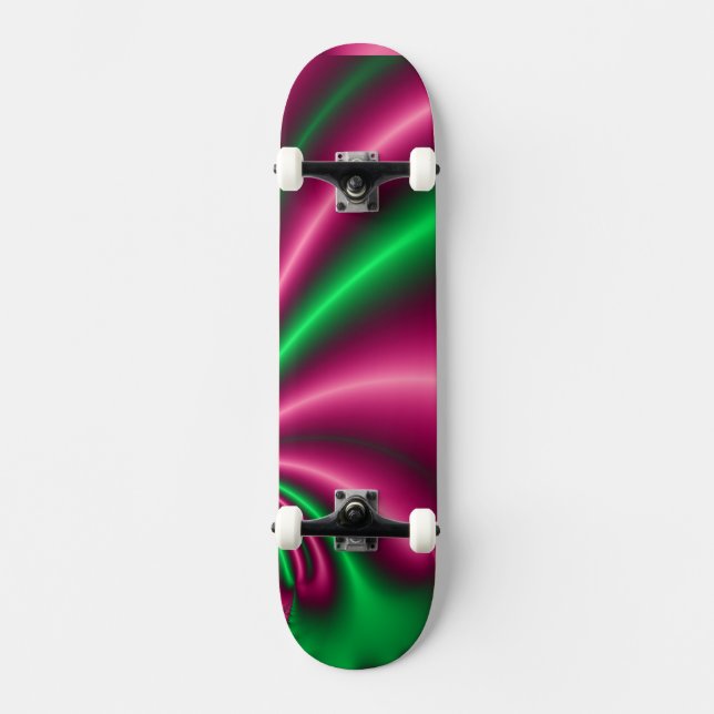 Skateboard Flujo floral del rosa y del verde (Anverso)