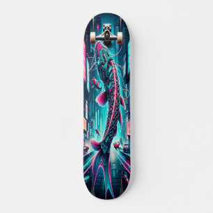 Skateboard "Flux neón: Cyber Koi