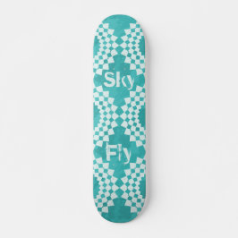 Skateboard Fly Sky Typography Moderno Blue Mandala