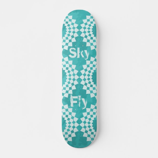 Skateboard Fly Sky Typography Moderno Blue Mandala (Anverso )
