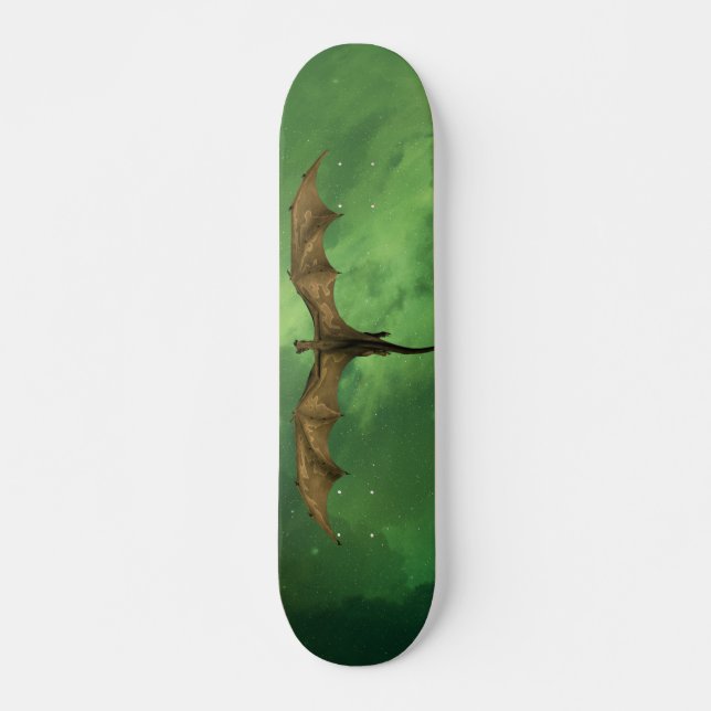 Skateboard Flying Dragon Green Nebula Galaxy Mythological (Anverso )