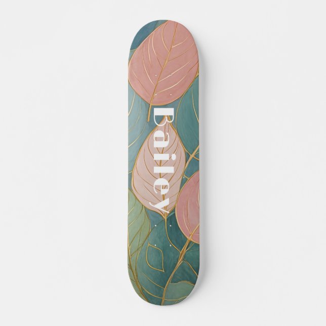 Skateboard Foliage caprichoso: Hojas Pastel (Anverso )