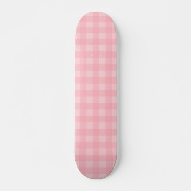 Skateboard Fondo a cuadros del modelo de la guinga rosada (Anverso )
