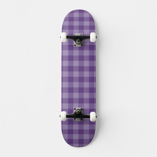 Skateboard Fondo a cuadros violeta (Anverso)