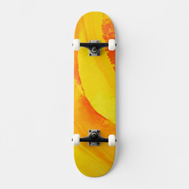 Skateboard fondo amarillo. acuarela en el papel (Anverso)