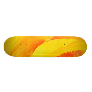 Skateboard fondo amarillo. acuarela en el papel