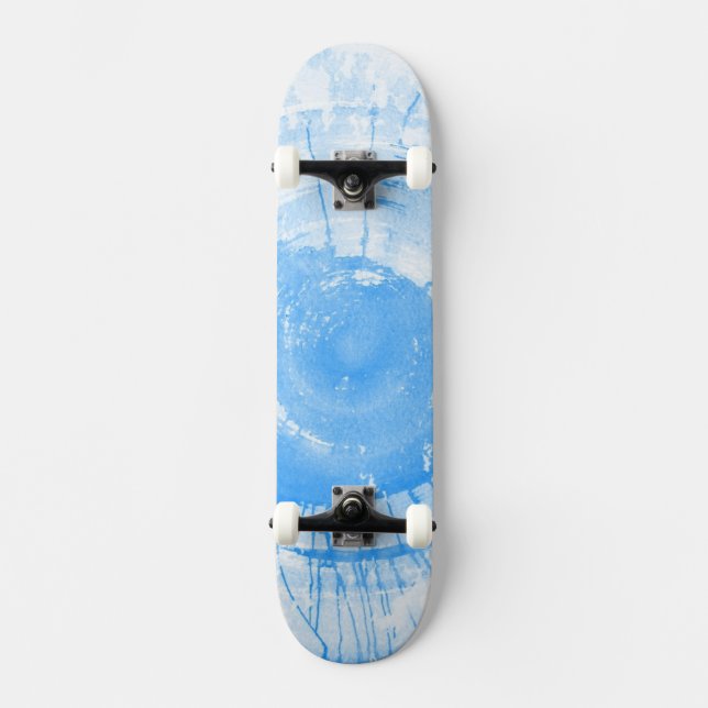 Skateboard Fondo azul abstracto de la acuarela, textura (Anverso)