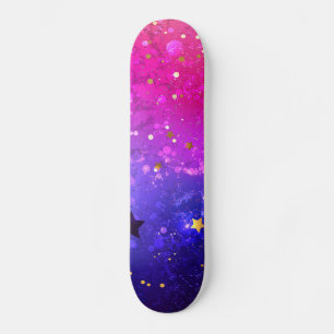 Skateboard Fondo azul rosa brillante