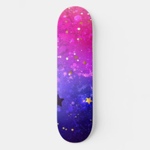 Skateboard Fondo azul rosa brillante