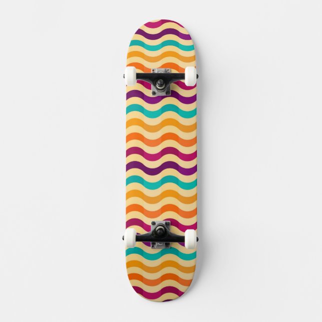 Skateboard Fondo con las rayas en 2 retros (Anverso)