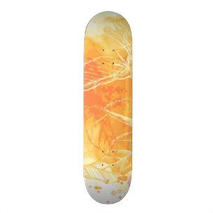 Skateboard Fondo de la acuarela del vector y flores