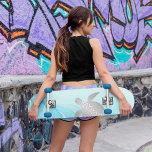 Skateboard Fondo de la tinta azul de las tortugas plateadas<br><div class="desc">Esta patineta para ella muestra tortugas plateadas en un fondo turquesa de tinta azul plateado.</div>