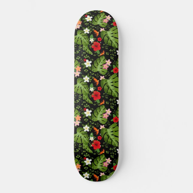 Skateboard Fondo de las flores tropicales 3 (Anverso)