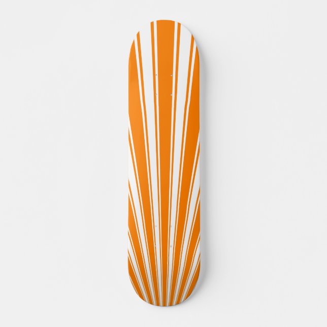 Skateboard Fondo de rayas de sol funky Naranja retro (Anverso )