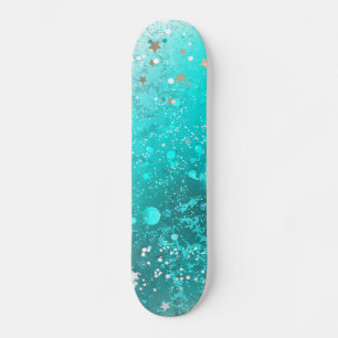 Skateboard Fondo de Relieve metalizado turquesa de mimbre