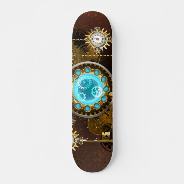 Skateboard Fondo de roscas de vapor con lentes turquesas (Anverso )