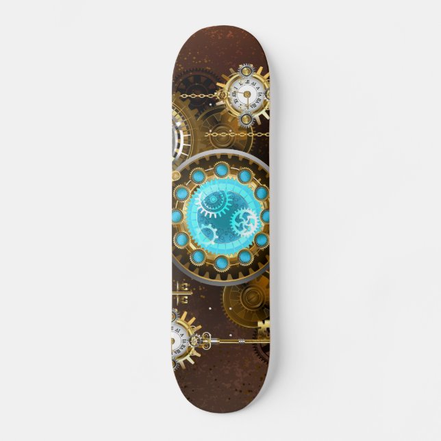 Skateboard Fondo de roscas de vapor con lentes turquesas (Anverso)
