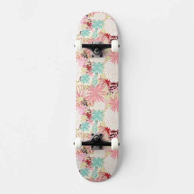 Skateboard Fondo floral 4 (Anverso)