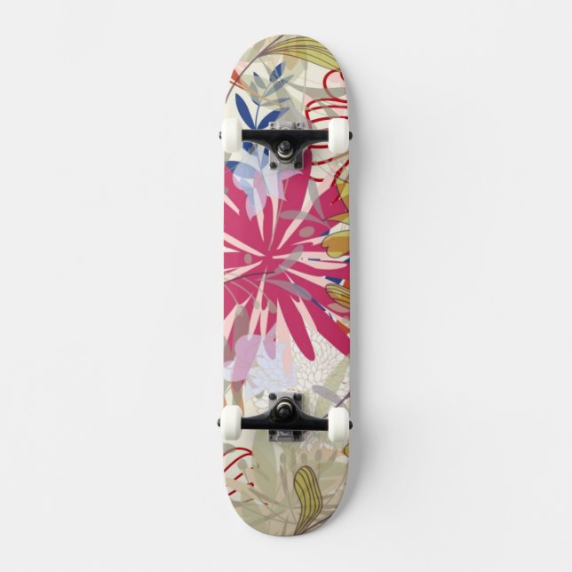 Skateboard Fondo floral 6 (Anverso)