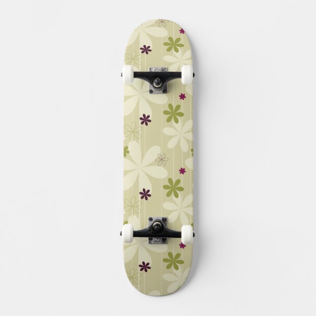 Skateboard Fondo floral retro (Anverso)