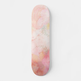 Skateboard Fondo floral rosa de color de agua