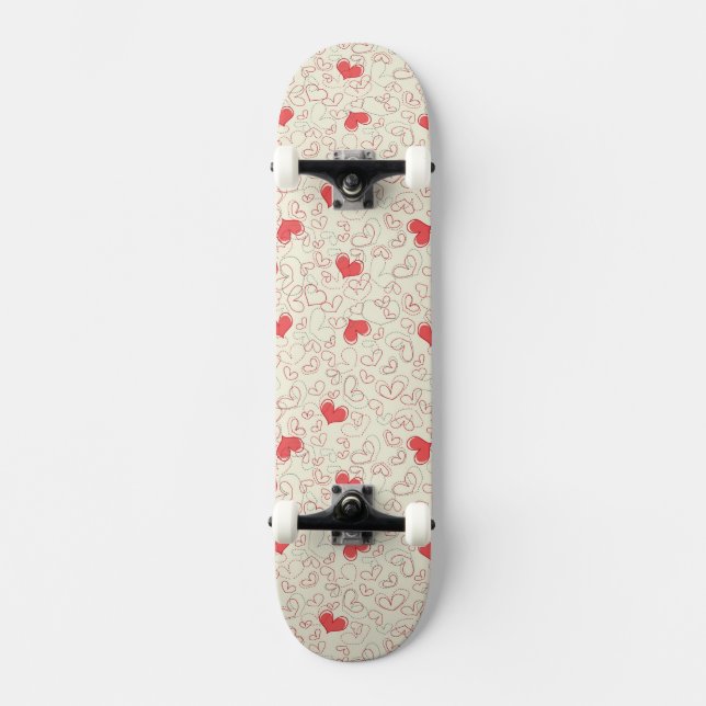 Skateboard Fondo lindo de los corazones (Anverso)