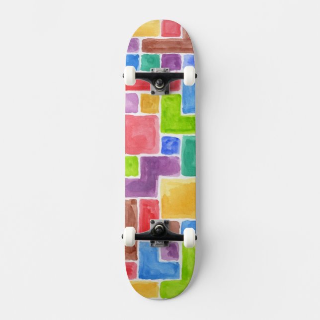 Skateboard Fondo pintado extracto de la acuarela. 2 (Anverso)