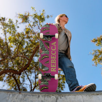 Skateboard Fondo púrpura del Ilustracion de mariposa vintage