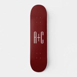 Skateboard Fondo rojo burdeos editable y texto blanco