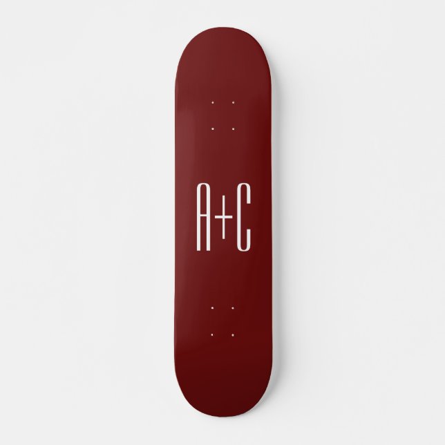 Skateboard Fondo rojo burdeos editable y texto blanco (Anverso )