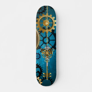 Skateboard Fondo turquesa de vapor con engranajes