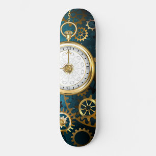 Skateboard Fondo turquesa de vapor con engranajes