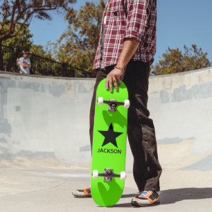 Skateboard Fondo Verde Neon Estrella Negra Personalizado