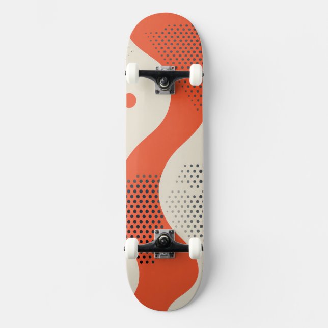 Skateboard Forma naranja ondulada con puntos negros (Anverso)