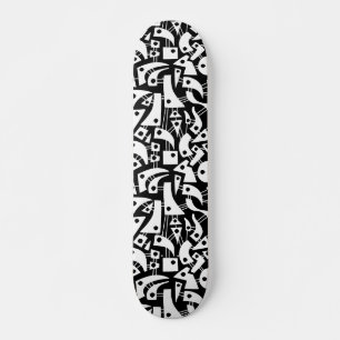 Skateboard Formas abstractas 180318 - Blanco sobre negro
