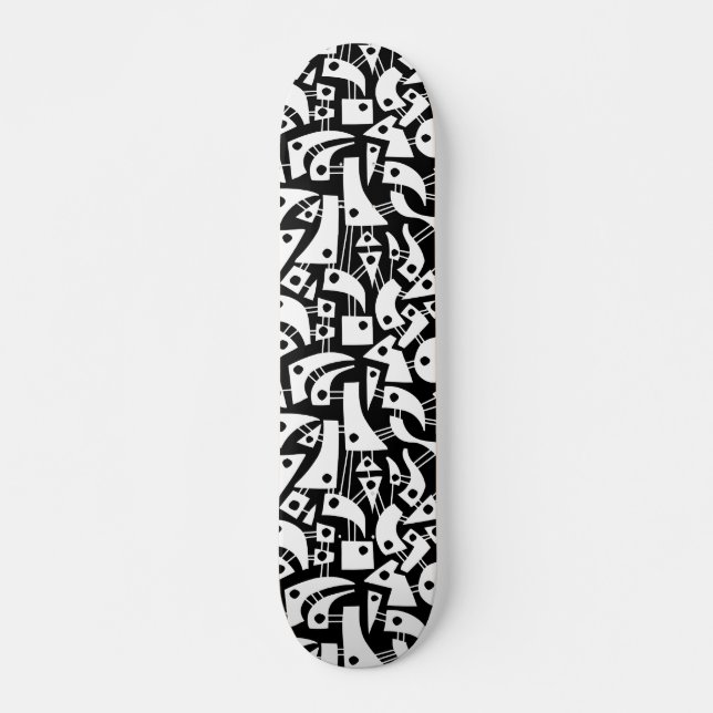 Skateboard Formas abstractas 180318 - Blanco sobre negro (Anverso )