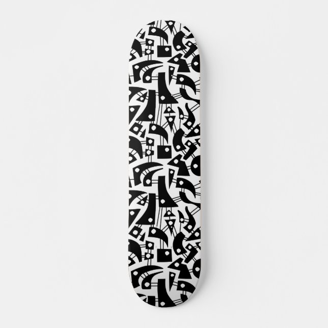 Skateboard Formas abstractas 180318 - Negro sobre blanco (Anverso )