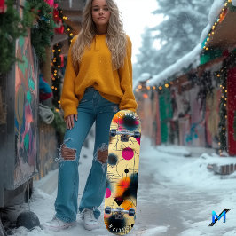 Skateboard Formas abstractas dinámicas con patrones geométric