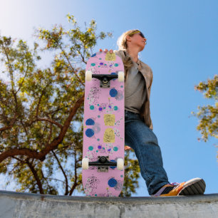 Skateboard Formas Botánicas Abstractas Florales Boho Rosa Mod