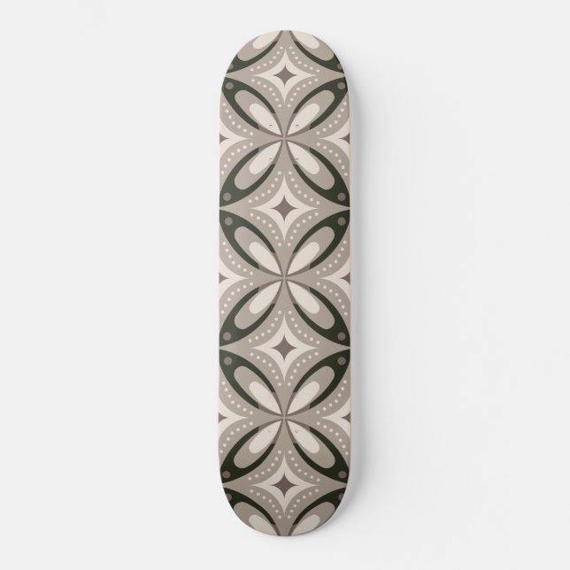 Skateboard Formas circulares retro beige y marrón (Anverso)