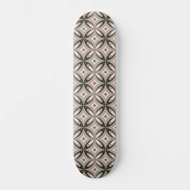 Skateboard Formas circulares retro beige y marrón (Anverso)