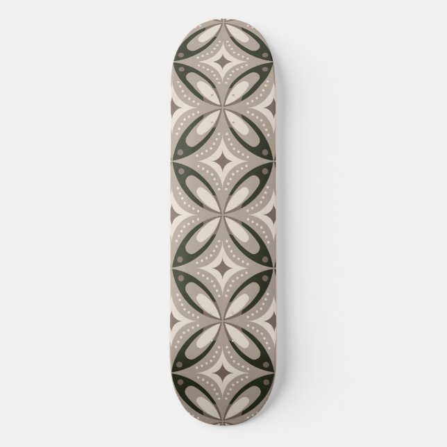 Skateboard Formas circulares retro beige y marrón (Anverso)