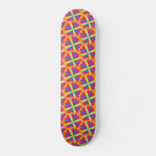 Skateboard Formas Florales Naranja Vibrante