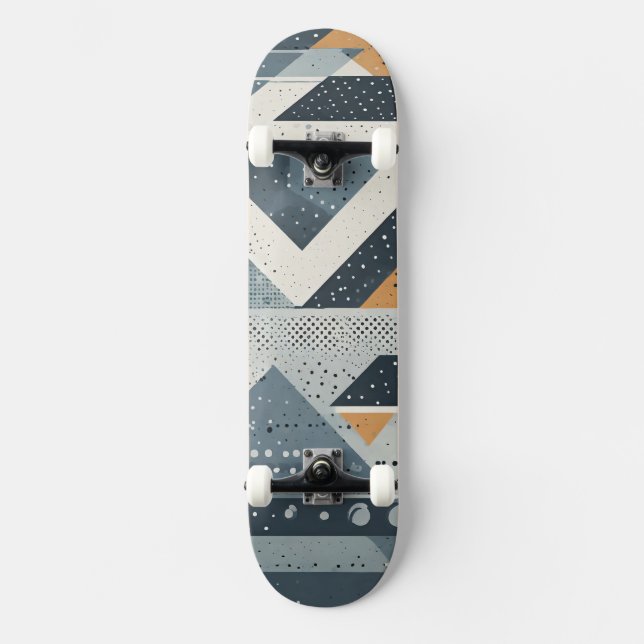 Skateboard Formas geométricas complejas en gris (Anverso)