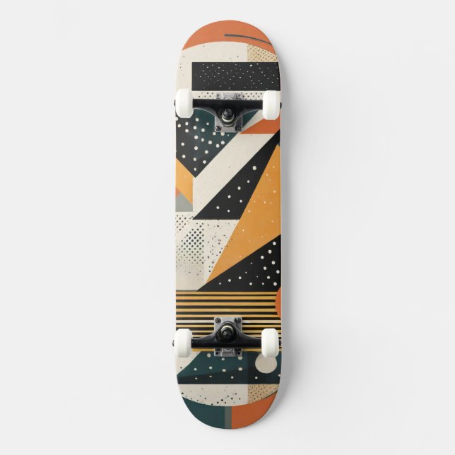 Skateboard Formas geométricas naranja y ocre (Anverso)