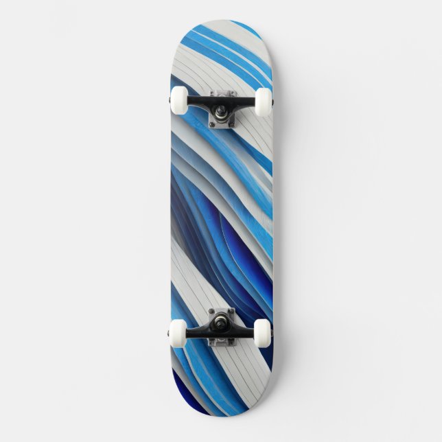 Skateboard Formas gruesas curvadas en azul y blanco (Anverso)